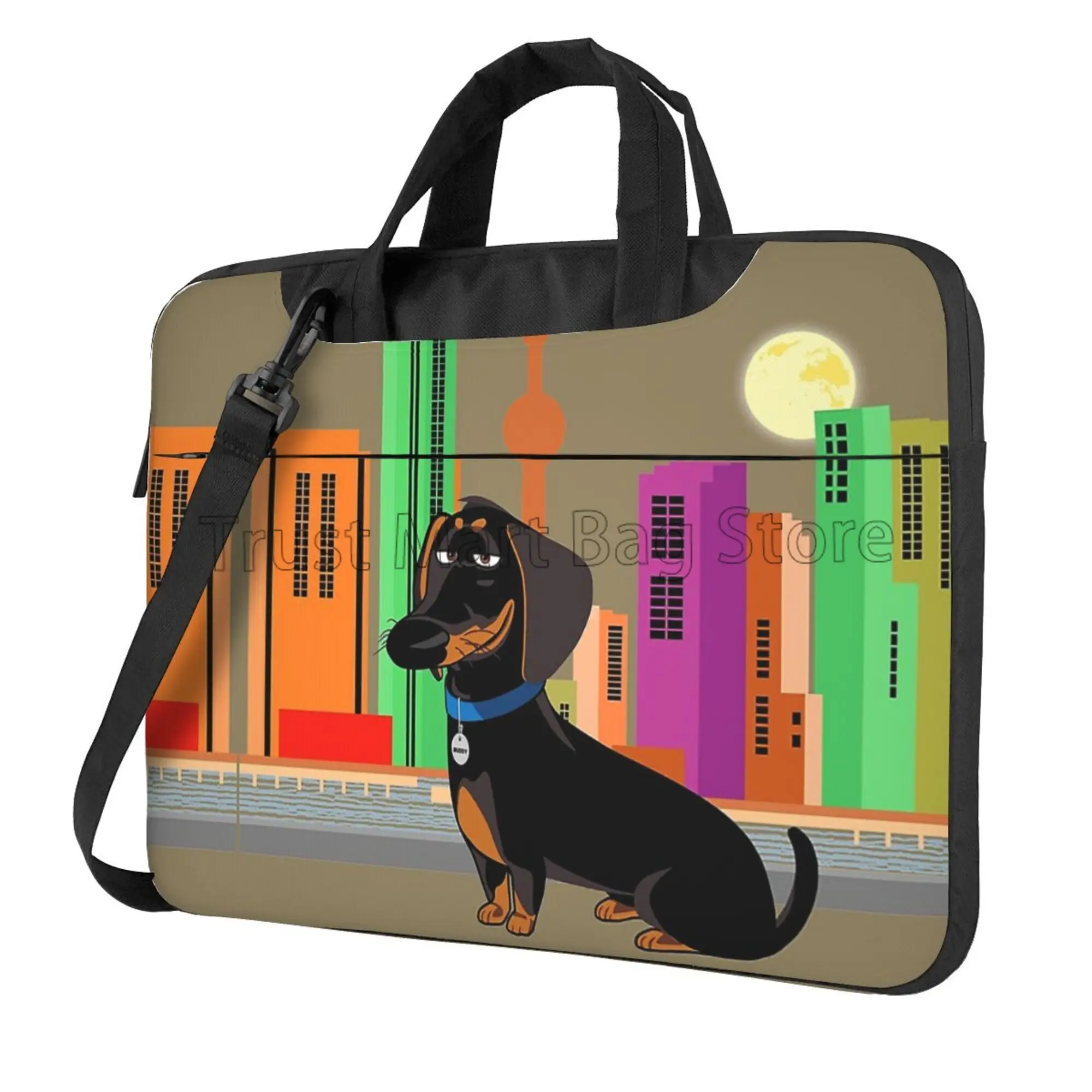 Laptop Accessories Organizer Bag - Cute Dachshund Print Laptop Carrying Bag