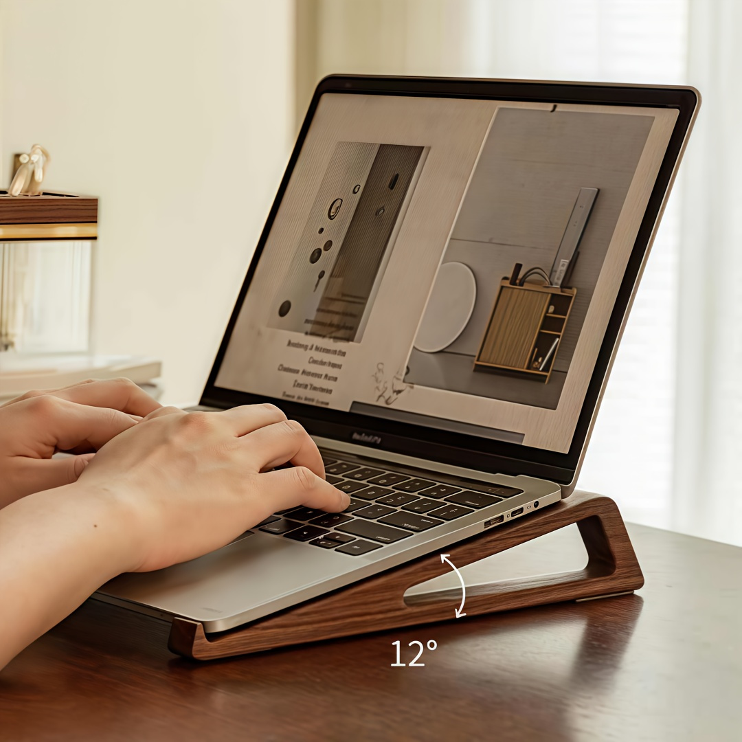 Laptop Accessories All In One - Portable Foldable Wooden Laptop Stand -