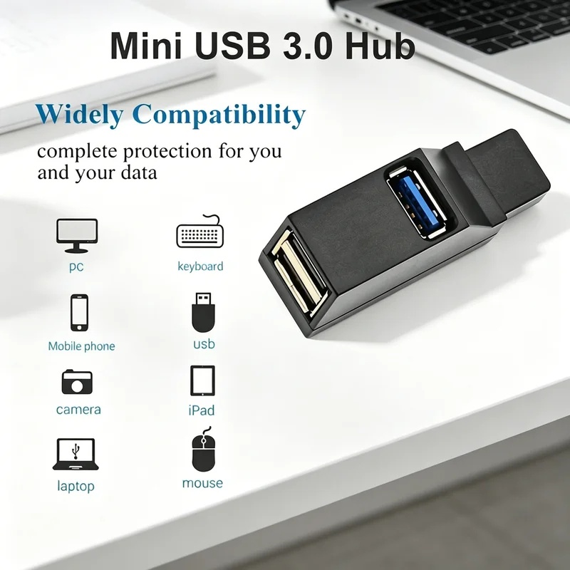 Laptop Accessories Hub - USB 3.0 2.0 Rotatable 3 Ports