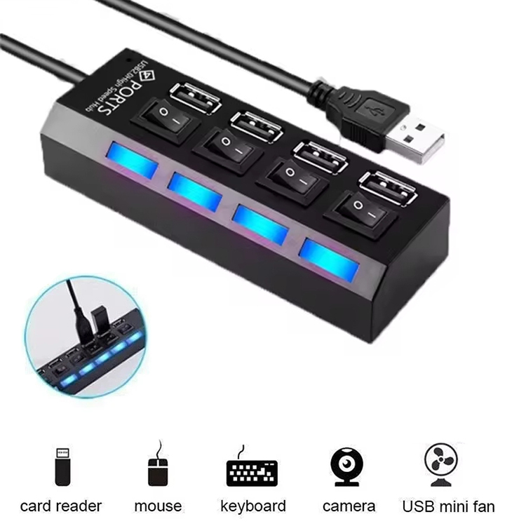 Laptop Accessories Hub - USB Extension Hub 4-Port Splitter With