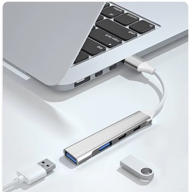 Laptop Accessories Hub - 4 in 1 Aluminum Multi Splitter