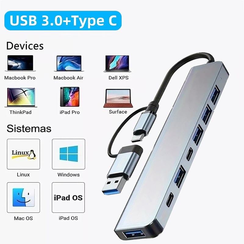 Laptop Accessories Hub - 2 In 1 USB3.0 Hub 7