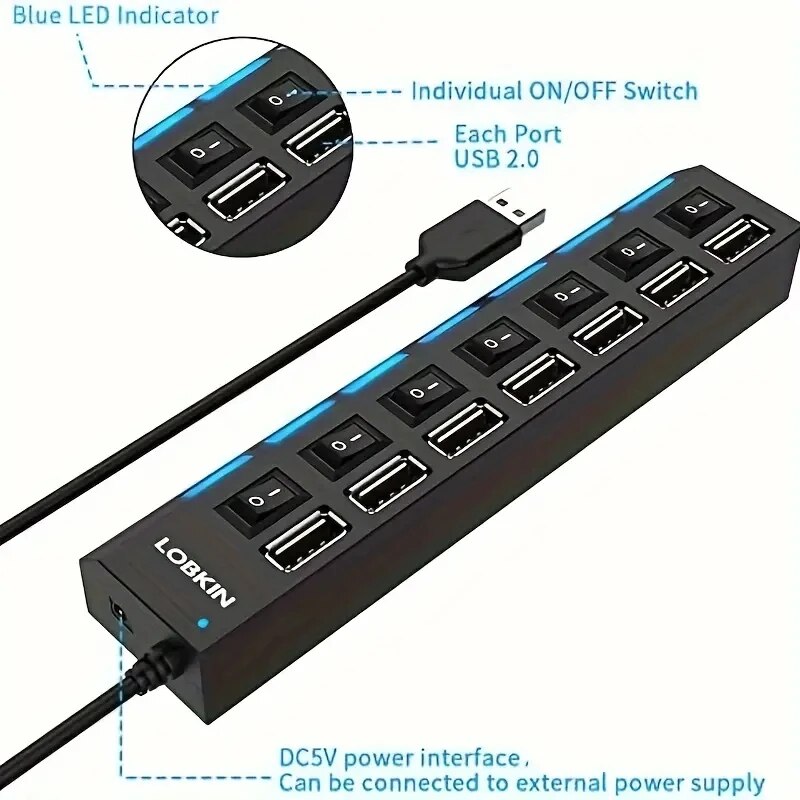 High Speed 4/7 Ports USB HUB 2 - огляд і ціна Laptop Accessories Hub