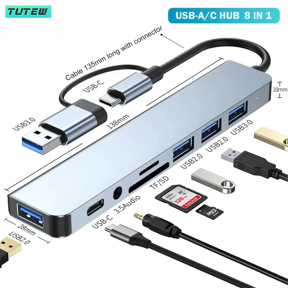 8 in 1 USB C Hub USB Splitter  - огляд і ціна Laptop Accessories Hub