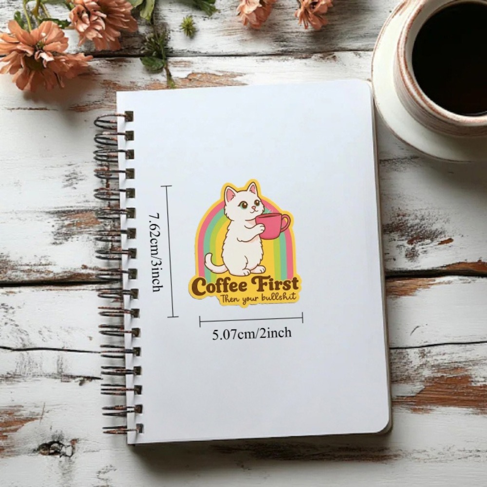 Fun coffee cat stickers Retro  - огляд і ціна Laptop Unique Accessories