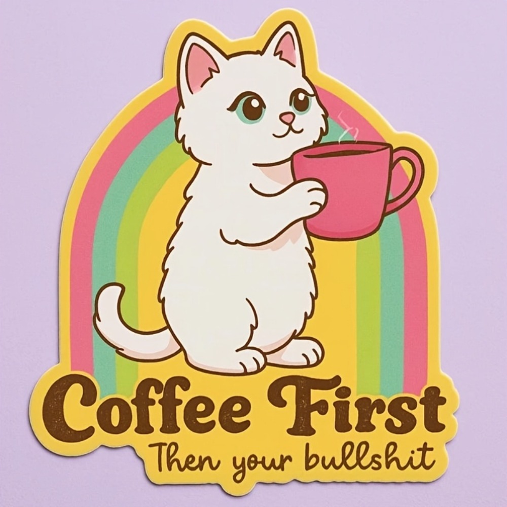 Fun coffee cat stickers Retro  - огляд і ціна Laptop Unique Accessories