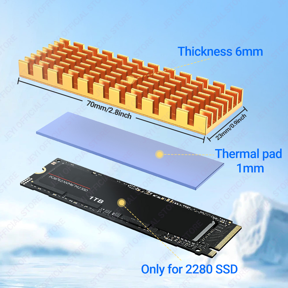 JEYI M.2 SSD Heatsink Aluminum - огляд і ціна Laptop Accessories Cooling Pad