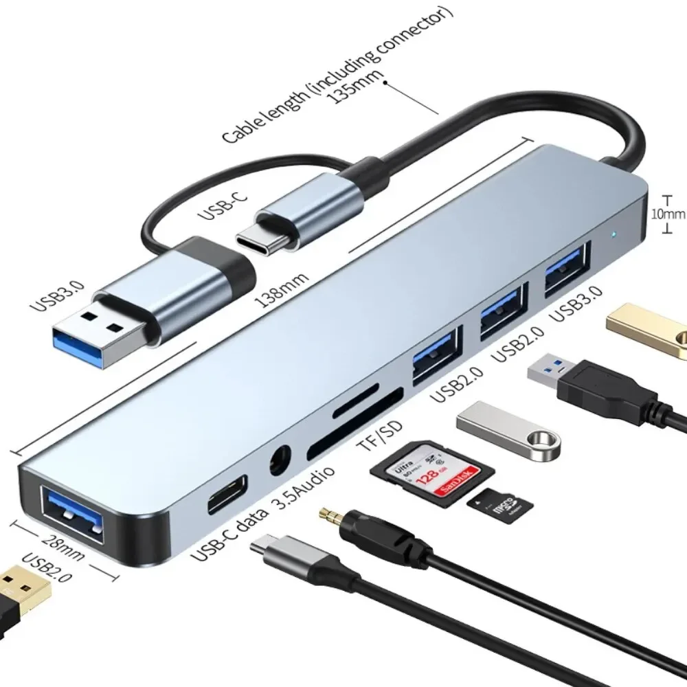 8 In 2 USB-C Hub With 3.0 SD/T - огляд і ціна Laptop Accessories Hub